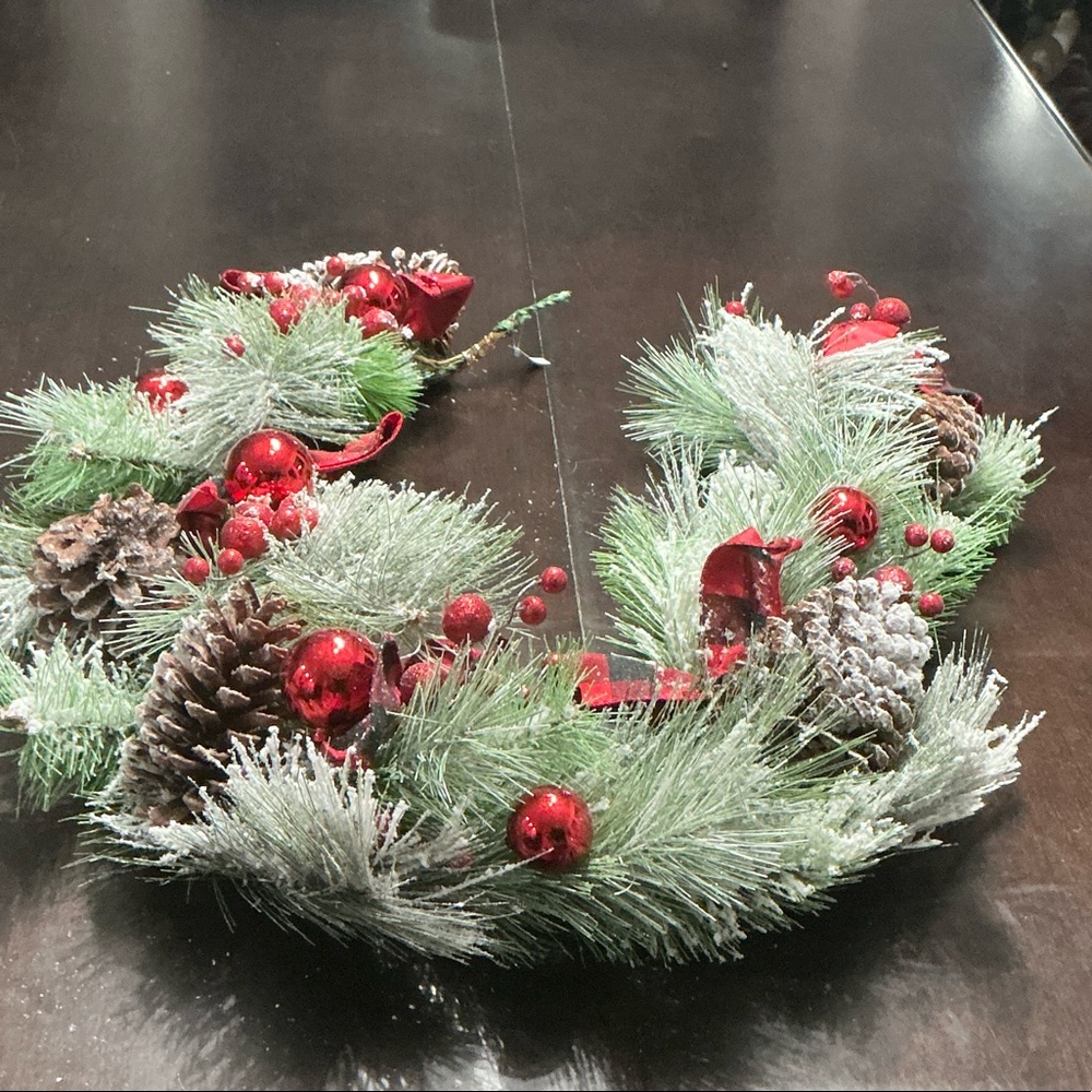 2- 4 ft Festive Holiday garland with Red Accents and pinecones